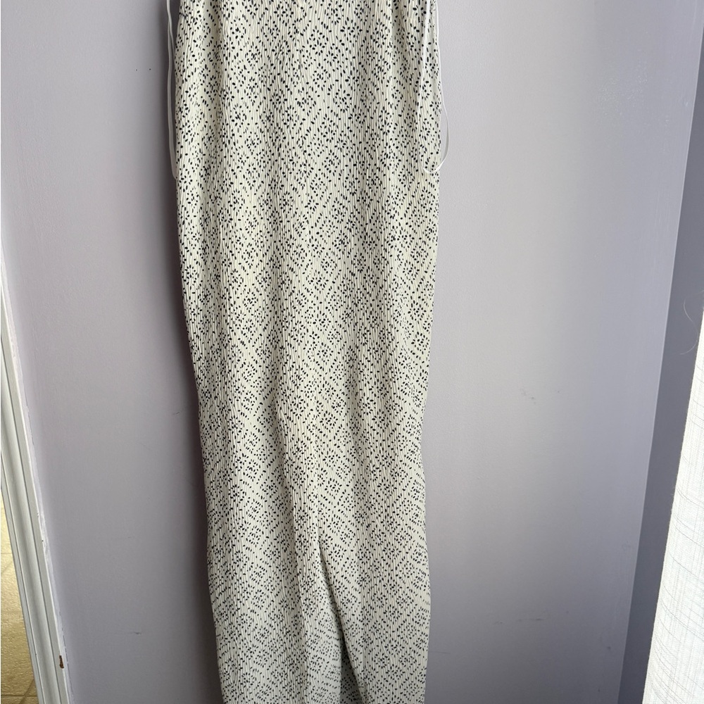Chic White Patterned Women's Wide Leg Jumpsuit